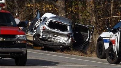 Two people were transported to the hospital Monday after a vehicle was rear-ended on Route 8.