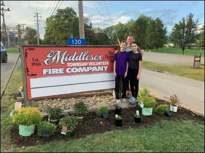 Girl Scout Troop 28842 worked to paint picnic tables and maintain the outside of the building at the Middlesex Township Volunteer Fire Company.